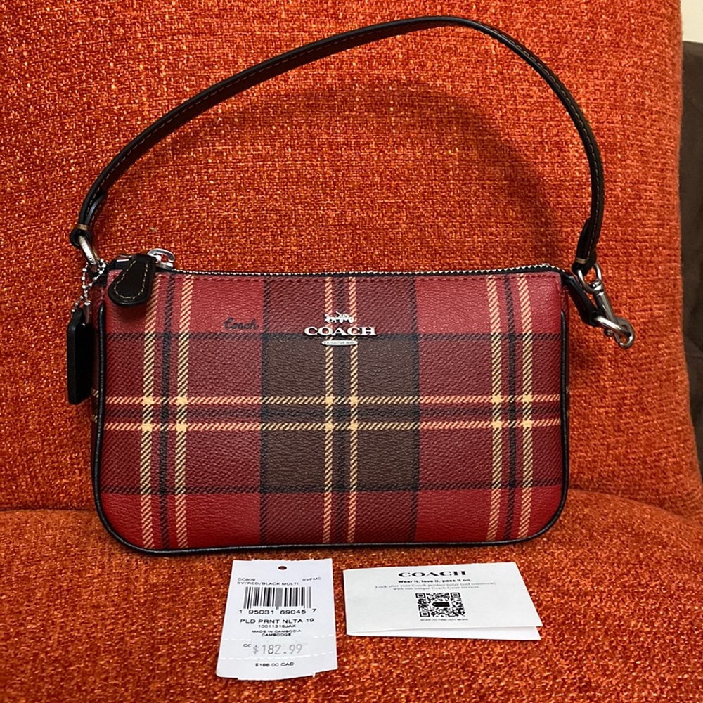 NWT COACH Nolita 19 With Tartan Plaid Print